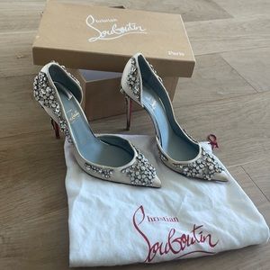 Selling my beautiful wedding shoes. Christian Louboutin with jewels.